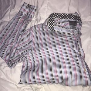 Thomas Dean Colored Striped Collared Polo